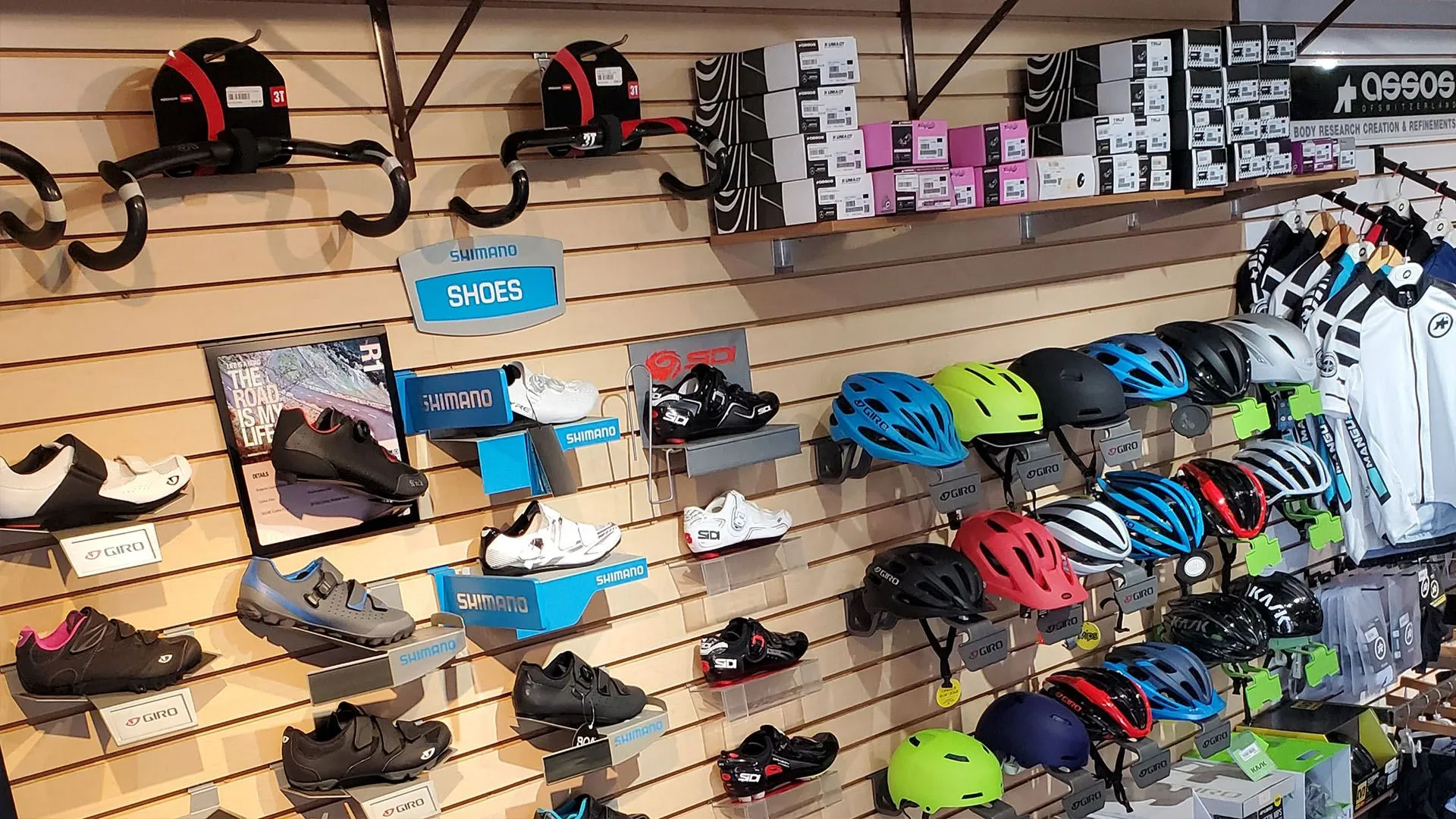 Shoe and helmet display wall